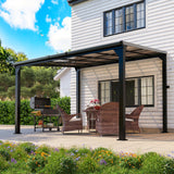 Patiopia 10 * 12FT Pergola,4 * 4 Inch Thickened Pillars & Enlarged Base,Outdoor Hardtop Lean to Gazebo,Wall Mounted Pergola,Pergolas Gazebos Clearance,Aluminum Frame Pergola,UV Resistant Patio Roof PATIOPIA