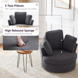 Huatean Home 39” Swivel Accent Barrel Chairs with Removable Headrest, Chaise Lounge Indoor with Neck Support Pillow, Oversized Chair with Ottoman,Swivel Chairs for Living Room, Grey Huatean Home