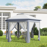 Outsunny 13' x 13' Pop Up Gazebo, Hexagonal Canopy Shelter with 6 Zippered Mesh Netting, Event Tent with Strong Steel Frame for Patio Backyard Garden Wedding Party, Gray Outsunny