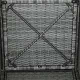 Outsunny 11 Pieces Outdoor Dining Set for 10, Space Saving Wicker Chairs and Glass Table with Cushions and Ottomans, Rattan Conversation Patio Furniture Set for Garden Backyard Deck, Dark Gray Outsunny