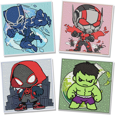 4 Pack Cartoon Diamond Art Kits for Kids-Arts and Crafts for Kids 4-6, 4 Pack Cartoon Gem Painting Kit for Home Wall Decor Present 6X6 inch