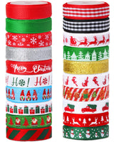 Christmas Ribbon 3/8 Inch,20 Rolls 100 Yards Christmas Grosgrain Ribbon,Christmas Ribbon for Gift Wrapping Crafts DIY Holiday Xmas Decorations Vloso