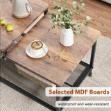 IDEALHOUSE Coffee Table Industrial Living Room Table 2-Tier Rustic Center Table with Mesh Shelf Rectangle Storage Cocktail Table Metal Frame, Easy to Assemble, Rustic Brown IDEALHOUSE