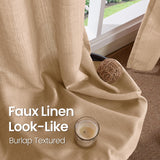 BGment Tan Curtains 84 Inch for Living Room - Light Filtering Faux Linen Look with Burlap Texture, Rustic Farmhouse Window Panels (Set of 2, 52" Wide) BGment
