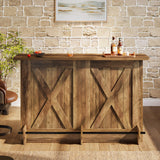 Tribesigns 63-Inch Bar Table, 2-Tier Bar Cabinet Height Pub Table with Footrest, Modern Coffee Cabinet for Home Kitchen, Large Home Unit Liquor Furniture, Bistro, Dining Room, Living Room, Brown Tribesigns