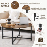 Yaheetech Round Coffee Table, Small Coffee Table for Living Room, Rustic Wood Circle Modern Center Table with Sturdy Metal Legs, Easy to Assemble, 35.5 x 18 Inches Yaheetech