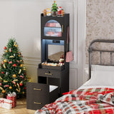 NUNU LAB 3 in 1 Vanity Desk with Mirror and Lights, Tall Makeup Vanity Set with Flip-up Mirror, Jewelry Box, Charging Station, LED Vanities Dressing Table for Small Spaces Bedroom Checkroom NUNU LAB