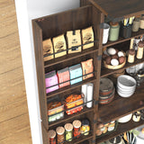 Hlivelood Farmhouse Kitchen Pantry Cabinet, 71" Tall Storage Cabinet with Adjustable Shelves & 4 Barn Doors & Drawer, Rustic Wood Cupboard for Kitchen, Dining Room, Living Room, Brown Hlivelood