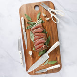 MARTHA STEWART Eastwalk 14 Piece High Carbon Stainless Steel Cutlery Kitchen Knife Block Set w/ABS Triple Riveted Forged Handle Acacia Wood Block - Linen White Martha Stewart