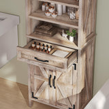 DWVO Farmhouse Storage Cabinet, Small Bathroom Storage Cabinet with Doors and Shelves, 58" Tall Multi-Functional Accent Cabinet for Dining Room, 58" H x23.6 W, Washed Grey DWVO