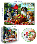 Puzzles for Adults 500 Pieces Cute Dogs Jigsaw Puzzles 500 Pieces Difficult Fun Puppy Autumn Picnic Unique Family Puzzle Challenging Games Gift for Teens Kids Adults (21"x15") MINIWAN