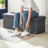 SONGMICS MAZIE Collection - 43 Inches Storage Ottoman, Foldable Storage Bench with Flipping Lid, 660 lb Load Capacity, for Entryway, Living Room, Bedroom, Dark Gray ULSF76GYZ SONGMICS