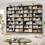 FACBOTALL 83.6" Tall Bookshelf and Bookcase, 7-Tier Extra Large Bookshelf with Double Storage, 14 Open Display Shelves for Home Office, Study and Living Room, Black FACBOTALL