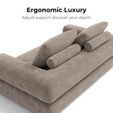 LIKIMIO Convertible Sleeper Sofa Bed Floor Sofa 3-in-1 No Assembly, Foldable Mattress with Corduroy Upholstery Light Brown, Lounge Loveseat Couch for Living Room Studio Guest Room LIKIMIO