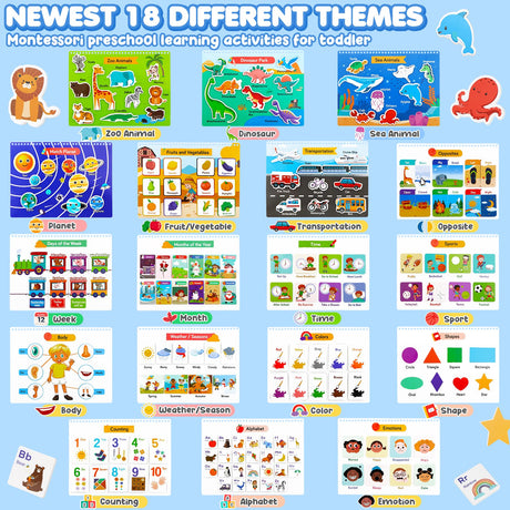 Busy Book for Toddlers, Preschool Learning Activities, Montessori Learning Educational Toys, Tracing Activity Coloring Books for Kids Ages 3-8, Autism Sensory Travel Toys Gifts, Summer Activities URMYWO