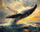 VNUIEHG DIY Paint by Numbers for Adults Beginner, Whale Spouting Water as It Breaches, Adult Crafts Adults Paint by Number Kits, Room Decor Gift (16x20 inch, No Frame) VNUIEHG