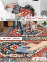 SERISSA Boho Washable 2'6"x8' Non-Slip Vintage Rust Hallway Kitchen Runner Rug - Ultra Soft Print Distressed Tribal Floor Carpet for Bedroom Bathroom Laundry Room SERISSA