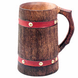 collectiblesBuy Handmade Wooden Tankard Mug Drinking Beer Coffee Tea Stein Rustic Knitted Orange Leather Strap Wooden Beverages Home & Table Decor collectiblesBuy