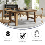 Flash Furniture Hercules Series 7' x 40" Rustic Solid Pine Folding Dining Table, Rectangular Antique Farmhouse Dining and Event Extension Table Flash Furniture