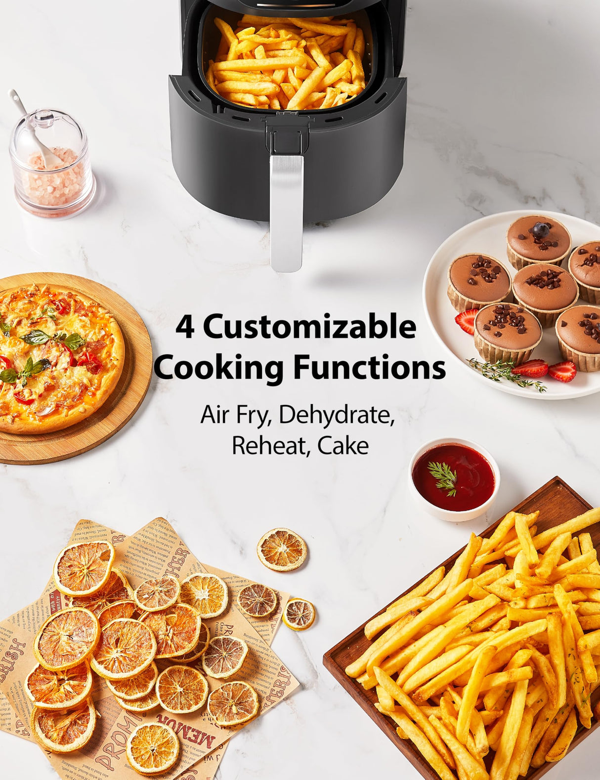 Toshiba 5.5QT Air Fryer with Heat-Q Technology, Quick and Easy Meals, 8 Preset Menus and Menu-IQ Function, 1-Degree Fahrenheit Precision, 90% Less Oil, Double-Sided Handles TOSHIBA