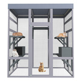 71" Large Catio Outdoor Cat Enclosure, Large Walk-in Cat Cage for Cats with Waterproof Cover, Rust-Proof Metal Wir, Indoor/Outdoor Cats Cage Condo Mochalight