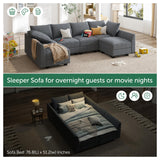 HONBAY Modular Couch U-Shaped Modular Sectional Sofa, Sectional Couch with Storage Seats (U Shape Sofa-2, Bluish Grey) HONBAY