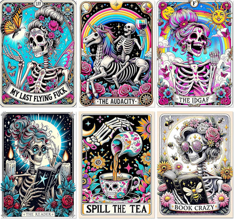 EIBEILI 6-Pack Skull Diamond Art Kits for Adults, Tarot Card Diamond Painting for Beginners, DIY Full Rhinestone 5D Gothic Diamond Painting Kits (Gemstone Craft), Home Wall Decoration (12x16 inch) EIBEILI