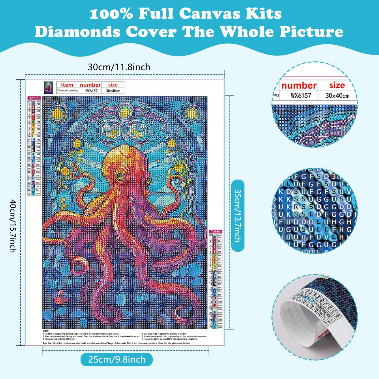 SENQAO Octopus Diamond Art Kits for Adults, Stained Glass Full Drill Diamond Dots Paintings for Beginners, Round 5D Paint with Diamonds Pictures Gem Art Painting Kits DIY Crafts Kits 30x40cm SENQAO