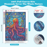 SENQAO Octopus Diamond Art Kits for Adults, Stained Glass Full Drill Diamond Dots Paintings for Beginners, Round 5D Paint with Diamonds Pictures Gem Art Painting Kits DIY Crafts Kits 30x40cm SENQAO