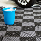 SafeRacks Ribbed Interlocking Garage Floor Tiles - Vented, Self-Draining, Non-Slip Flooring, Modular, Virgin Polypropylene, Ideal for Garages, Patios, Basements, Decks - Black - 82.56 sq ft - 48 Pack SafeRacks