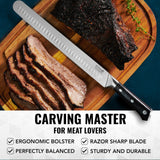 Cutluxe Slicing Carving Knife – 12" Brisket Knife, Meat Cutting and BBQ Knife – Razor Sharp German Steel, Sheath Included, Full Tang, Ergonomic Handle Design – Artisan Series Cutluxe