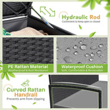 Greesum Patio Loveseat PE Rattan Wicker Outdoor Furniture with Soft Cushions & Built-in Storage Space for Lawn Garden Backyard, Black Greesum