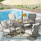 NATURAL EXPRESSIONS 5-Piece Outdoor Patio Dining Set, 4pcs Patio Swivel Rocking Chairs and 38’’ Round Dining Table with 1.65’’ Umbrella Hole NATURAL EXPRESSIONS