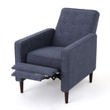 Christopher Knight Home Mervynn Mid-Century Modern Fabric Recliner, Dark Blue GDFStudio
