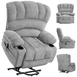 DURASPACE Power Lift Recliner Electric Lift Massage Recliner Chairs with Heat, Large Shell Velvet Backrest Lift Chair Recliners for Elderly, Seniors (Gray) DURASPACE
