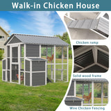 YOPTO Chicken Coop for 10 Chickens,Extra Large Wooden Chicken House Outdoor Nest Box Hen Houses with 2 Chicken Nesting Boxes,Poultry Pet Hutch w/Walk in Desgin,Ramp and Run,Waterproof Roof YOPTO
