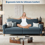 GarveeHome 84" Sofa, 3 Seater Couch for Living Room, Modern Loveseat, Boucle Sofa with Deep Seats, Wide Armrests, Wood Legs, Easy Assembly, Upholstered Comfy Sofa for Bedroom Office, Dark Blue GarveeHome