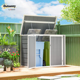Outsunny 41 Cu. Ft. Outdoor Storage Shed with Chain Lid, Waterproof Outdoor Horizontal Trash Can Storage with Lockable Storage Box for Trash Cans, Garden Tools, Gray Outsunny