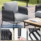 Jocoevol Outdoor Patio Furniture Set 6-Piece, Outdoor 5-Seat Sofa with Coffee Table, Waterproof Thick Cushion Patio Conversation Set, All Weather Outdoor Couch Set for Deck, Lawn, Balcony, Porch Jocoevol