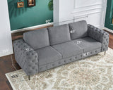 Jocisland 92-Inch Modern Sofa - Oversized 3 Seater Couch With Wide Armrest, Button Tufted for Living Room, Grey Linen Jocisland