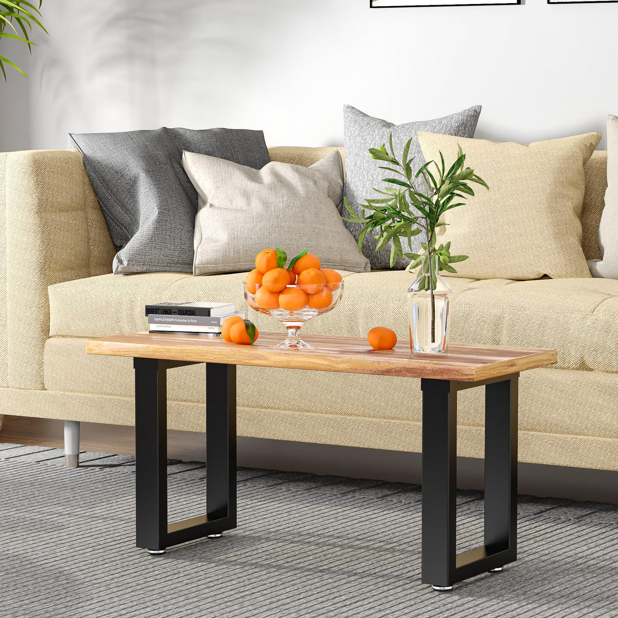 SKYSEN 16" Metal Table Legs, Desk Legs, Coffee Table Legs,Bench Legs for Desk, Coffee Tables, Dining Tables, Benches-16 * 11.8" Square Shape- Heavy Duty- Thickened Material- Black(zt-z-16"*11.8") SKYSEN