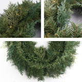 Christmas Wreath Pre-lit 24 inch with 50 Led & Cupressus Tips, Battery Operated Artificial Christmas Wreaths for Front Door with Timer Lights, Wreath for Christmas Decoration Door Windows Wall Green HomeKaren
