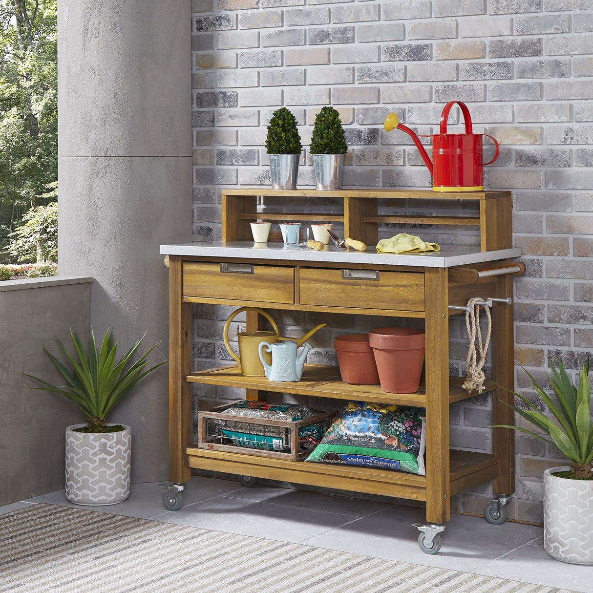 Homestyles Maho Potting Bench, Brown homestyles