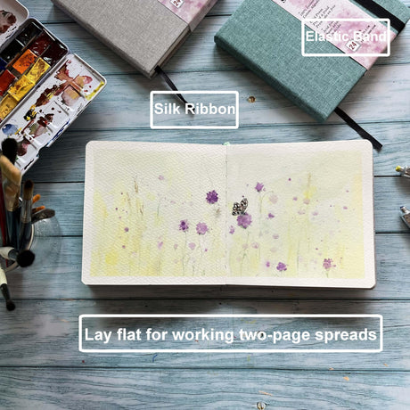 tumuarta Watercolor Sketchbook, 7.5x5, 140 LB, 300GSM, 100% Cotton Paper, Cold Press, 24 Sheets,48 Pages, Watercolor Journal for Use As Travel Sketch Book and Mixed Media Pad On The Go tumuarta