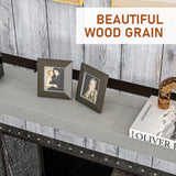 HOMCOM 72 Inch Fireplace Mantel, Floating Farmhouse Solid Fir Wood Shelf, Handmade Heavy Duty Wall Mounted Shelf, with Metal Bracket, Rustic Gray HOMCOM