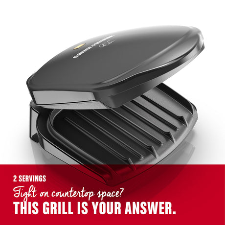 George Foreman 2-Serving Classic Plate Electric Indoor Grill and Panini Press, Black, GR10B George Foreman