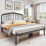 Susalt 14 Inch Queen Bed Frame, Sturdy Rustic Metal Bed Frame Queen Size, Queen Bed Frame with Headboard and 12.5" Under Bed Space, Curved Corner/No Noise/Easy Assembly/No Box Spring Needed, Black Susalt