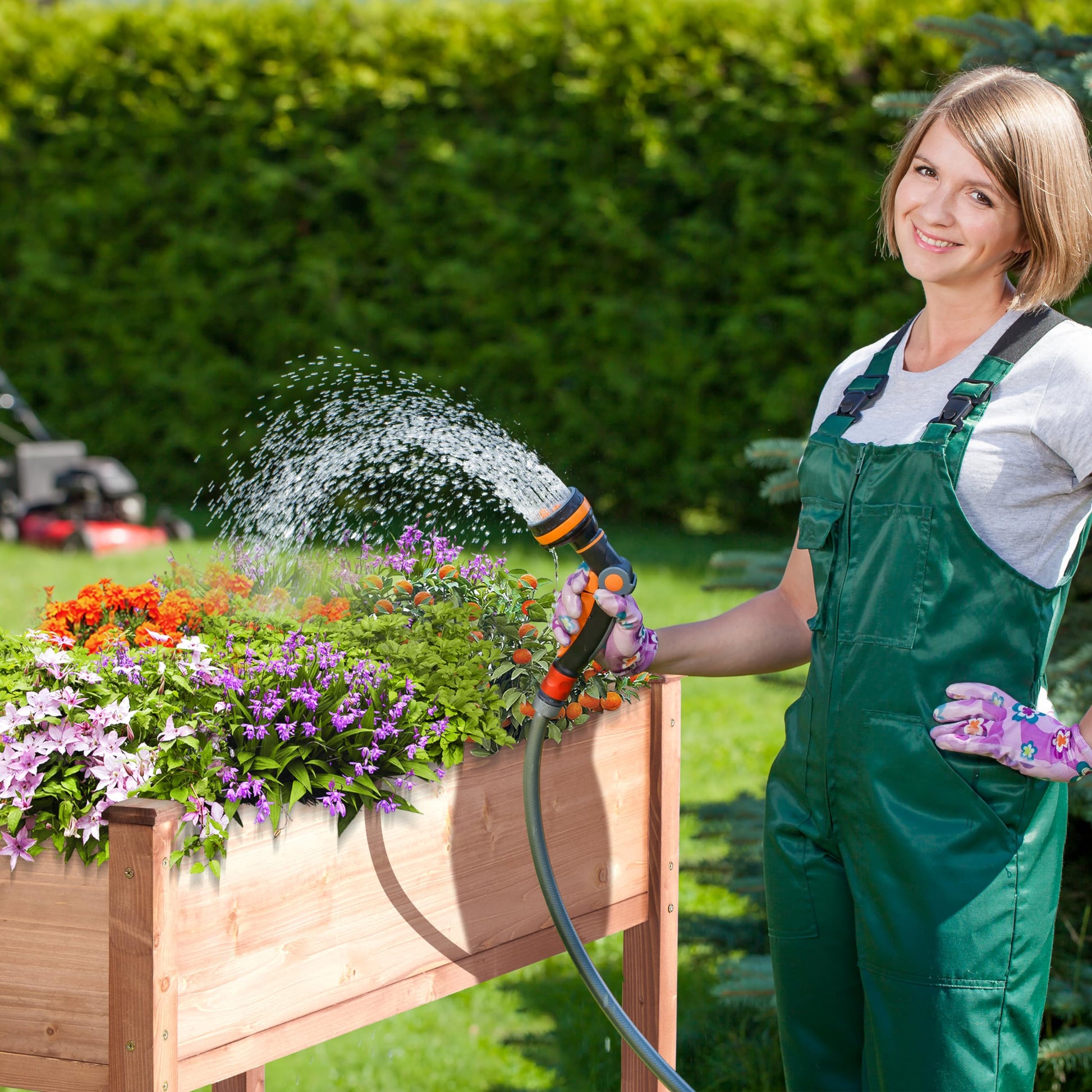 Raised Garden Bed with Legs (48x24x30''), Solid Wood Elevated Planter Box for Outdoor - WoodArtSupply