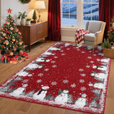 9x12 Washable Area Rug for Holiday Non Sliip Christmas Bedroom Rugs Xmas Decoration Large Dining Room Throw Carpet Low Pile Stain Resistant Snowflakes Christmas Area Rugs for Nursery Home Office, Red GarveeHome