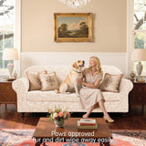 SUBRTEX 2 Piece Couch Covers, Jacquard Damask 3 Seater Sofa Cover with Seat Cushion, Stretch Sofa Slipcovers Non Slip Furniture Protector for Dogs Pets (Large, Khaki) SUBRTEX